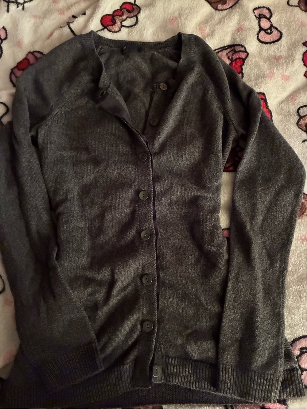 Dark Gray Button-Up Knit Sweater